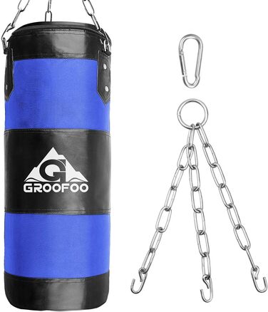 Боксерський мішок GROOFOO для дітей та дорослих, 80x28 см, матеріал Oxford, для боксу, MMA, Муай Тай, без наповнювача, з ланцюгом