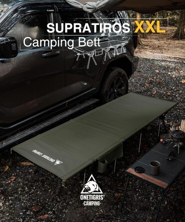 Ліжко похідне складане OneTigris SUPRATIROS XXL (220x80 см), зелений Ranger - для кемпінгу, подорожей, саду, офісу (до 180 кг)