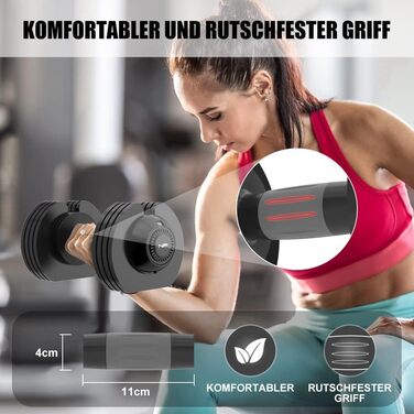 Регульовані гантелі Newpower Fitness 20 кг, 5 рівнів ваги, компактні для тренувань вдома, для чоловіків та жінок