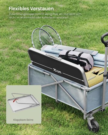 Стіл туристичний складний Woltu 70x50x60 см, алюміній та MDF, для пікніка та відпочинку на природі, чорний