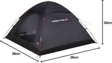 Купол-намет High Peak Monodome XL: намет для кемпінгу на 4 особи, іглу, фестивальний намет з підлогою, чорний