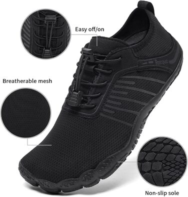 Водні черевики Raqua для плавання та відпочинку на пляжі - чорні (44 EU, Wz1112)