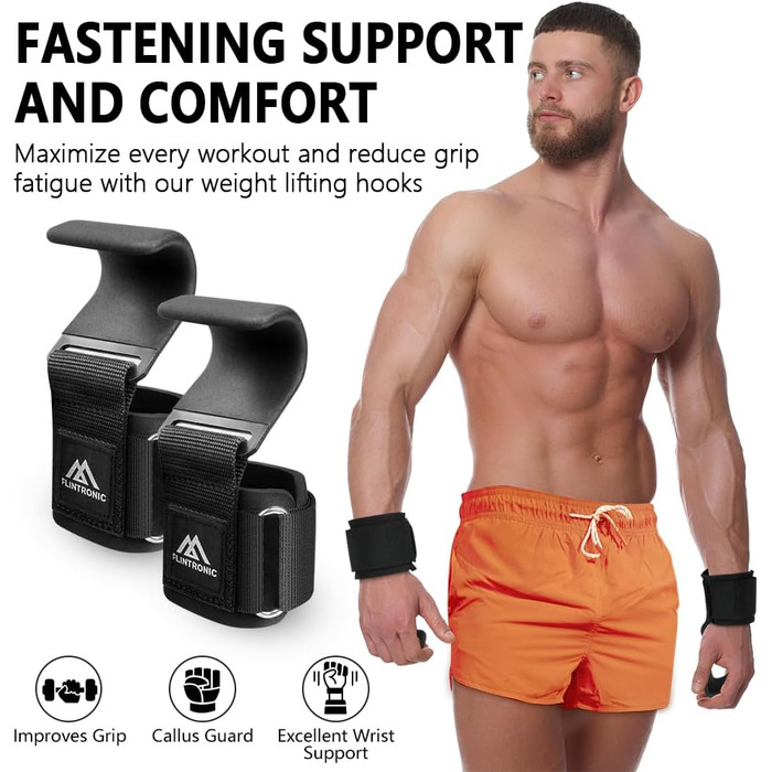 Напульсники для силових тренувань Flintronic Power Zughilfen, шкіряні напульсники для бодібілдингу, 8 мм неопренова підкладка та бавовна, 2 шт. (широка підкладка 6.7 см)