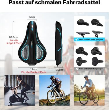 Накидка на велосипедне сідло YOUNGDO, ергономічна гелева накладка, м'яка та комфортна з захистом від дощу, для жінок та чоловіків (блакитна, вузька)