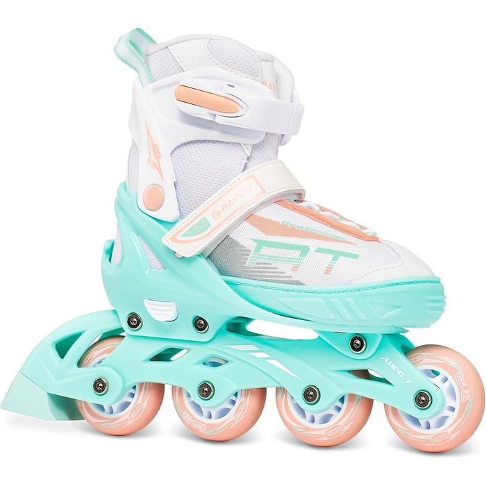 Інлайнерожі RAVEN Profession 4in1: регульовані ролики для дітей та дорослих (31-35), білий/м'ятний/помаранчевий