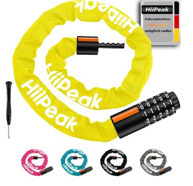 Надійне велозамок HiiPeak з 5-цифровим кодом, 94см/7мм, для велосипеда, мотоцикла, грилю (жовтий)