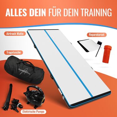 Airtrack мат для гімнастики надувний 3/4/5м, 120см, 10/20см, з електронасосом, ремонтним набором та сумкою 400x120x20см