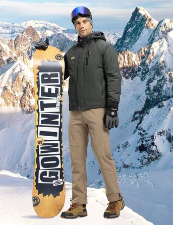 Чоловіча зимова куртка Rdruko для сноуборду та гірських прогулянок. Водонепроникна функціональна куртка з флісовою підкладкою та капюшоном. Білий колір (S, Темно-сірий)