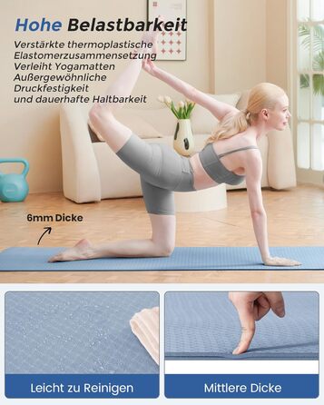 Килимок для йоги та фітнесу Narwhal: протиковзкий екологічний TPE мат для пілатесу та тренувань з ременем для перенесення