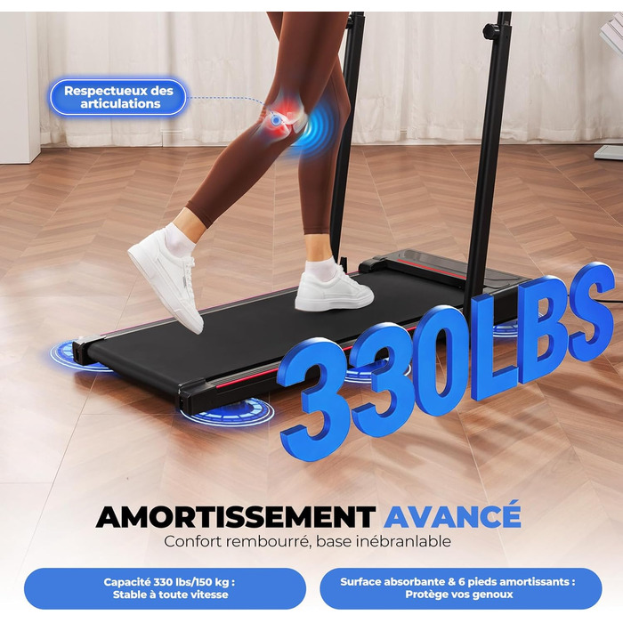 GTPLAYER Складний біговий доріжка для дому з LED-дисплеєм та пультом, регульовані підлокітники, двигун 2.5 PS, фітнес, зелений (червоний)