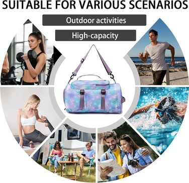 Спортивна сумка AUNGKWANG для дівчаток, водонепроникна, з відділенням для взуття та мокрих речей (рожева/фіолетова)