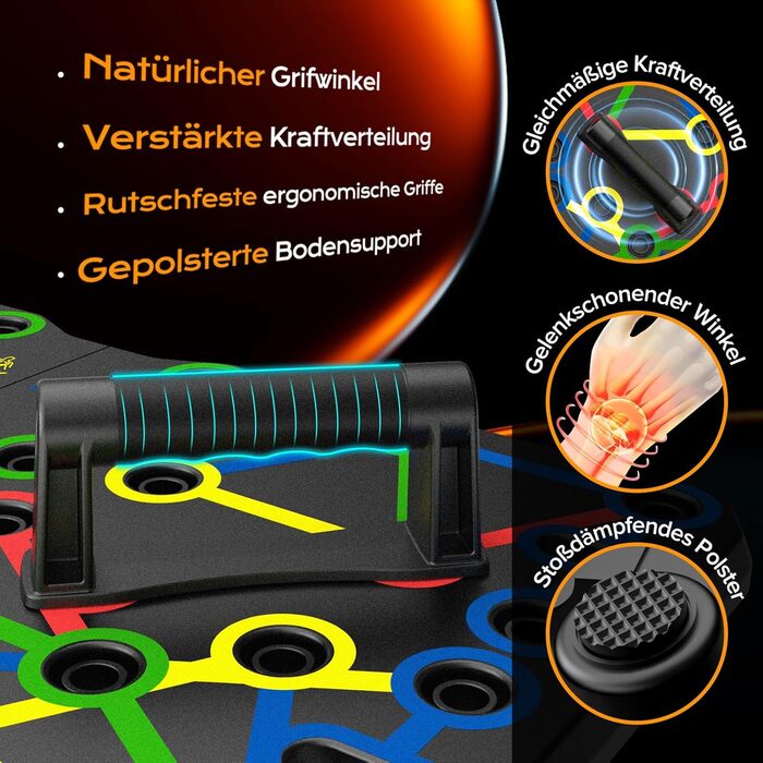 AERLANG Дошка для віджимань, портативна, багатофункціональна, складана, 10-в-1, ручки для віджимань, професійний тренажер для силових тренувань, багато кольорів