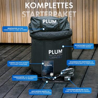 Тонна для криотерапії PLUM Eisbad XL (Ø80 см) - Комплект для криованни з аксесуарами - Складана ванна з 5 шарами ізоляції