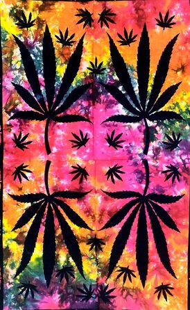 Гобелен настінний Weed Cannabis – психоделічний декор із листям марихуани, тріповий хіпі-постер, богемне мистецтво для кімнати, гуртожитку чи колажу, недорогий гобелен Rasta Ganja