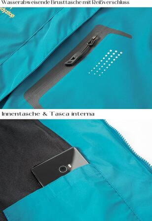 Жіноча водонепроникна куртка-вітровка Softshell для походів та аутдору з капюшоном, синя, розмір M