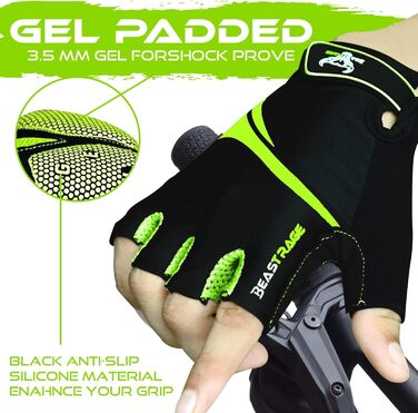 Велосипедні рукавички BEAST RAGE для жінок та чоловіків, дихаючі, без пальців, з антиковзким покриттям, амортизація, підходить для шосе, MTB, гірського велосипеда, білого кольору (PAPAGEI, L)