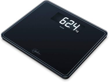 Ваги підлогові Beurer GS 410 Signature Line, чорні, скляні, з великою платформою 35x30 см, дисплей XXL, максимальна вага 200 кг
