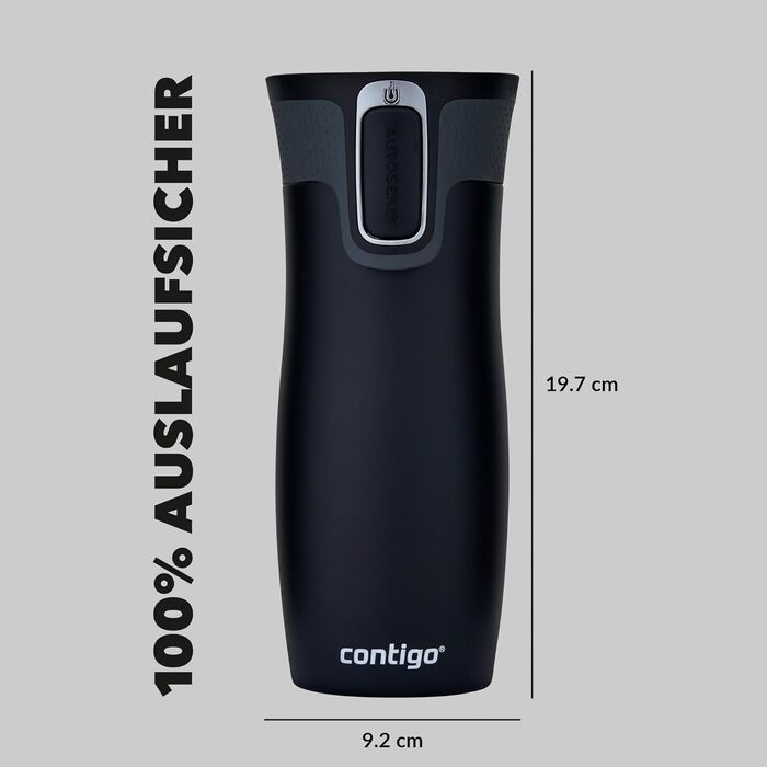 Термокухоль Contigo West Loop Autoseal 470 мл, нержавіюча сталь, для подорожей, чорний
