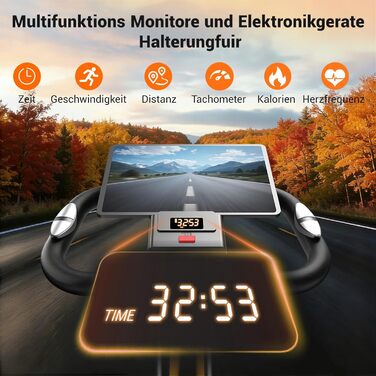 Ергометр UMAY Hometrainer 5-в-1: Велотренажер складаний для дому, магнітний, 16 рівнів, з пульсометром та LED дисплеєм, чорний, до 136 кг