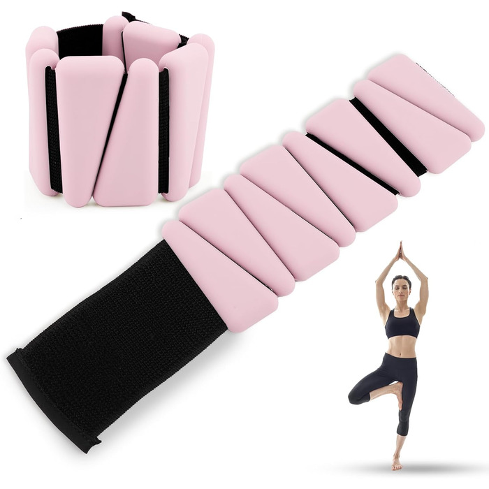 Набір вантажів для зап'ястя та щиколоток 2 шт. (по 0.45 кг), регульовані вантажі, силіконові браслети для жінок та чоловіків, для бігу, джоггінгу, прогулянок, йоги, танців, пілатесу (Рожевий)