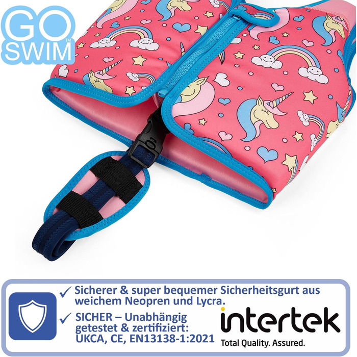 Дитячий жилет для плавання Go Swim Magical Unicorns, L (3-6 років, 19-30 кг), з сумкою для плавання