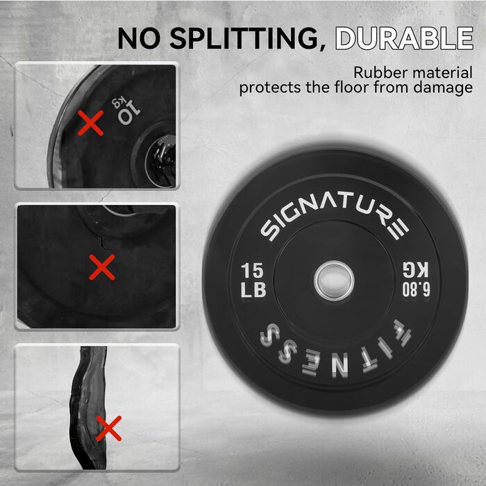 Олімпійські диски для штанги Signature Fitness 5.1 см зі сталевою втулкою, комплект 22,7 кг (2×4,5 кг, 2×6,8 кг)