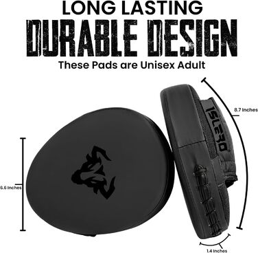 Боксерські подушки Islero Fitness чорного кольору для чоловіків та жінок: міцні, для ударів, MMA, муай-тай, кікбоксинг, хаки та джеб. Ідеальні для тренувань