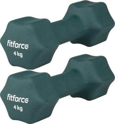 Гантелі ARCORE Fitforce 4 кг оливкові, неопринові, антиковзкі, набір для фітнесу, тренувань, силових вправ, для жінок, чоловіків і дітей