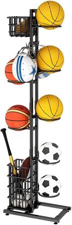 Стенд для зберігання м'ячів: баскетбол, волейбол, футбол. Організатор для спортивного інвентарю з 7 тримачами для м'ячів та 2 кошиками