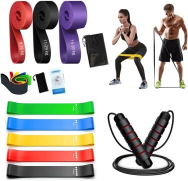 Еластичні гумки для фітнесу VOYXLIBRE + скакалка - фітнес обладнання | тренажери | гумки Theraband для дому та занять спорту