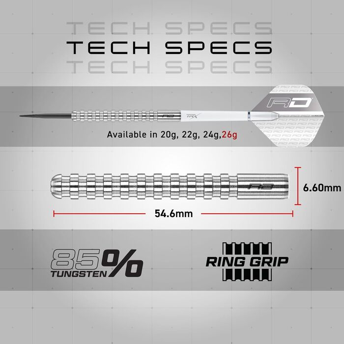 Професійні сталеві дротики Red Dragon Javelin 20 г з оперенням та стрижнями для дартсу