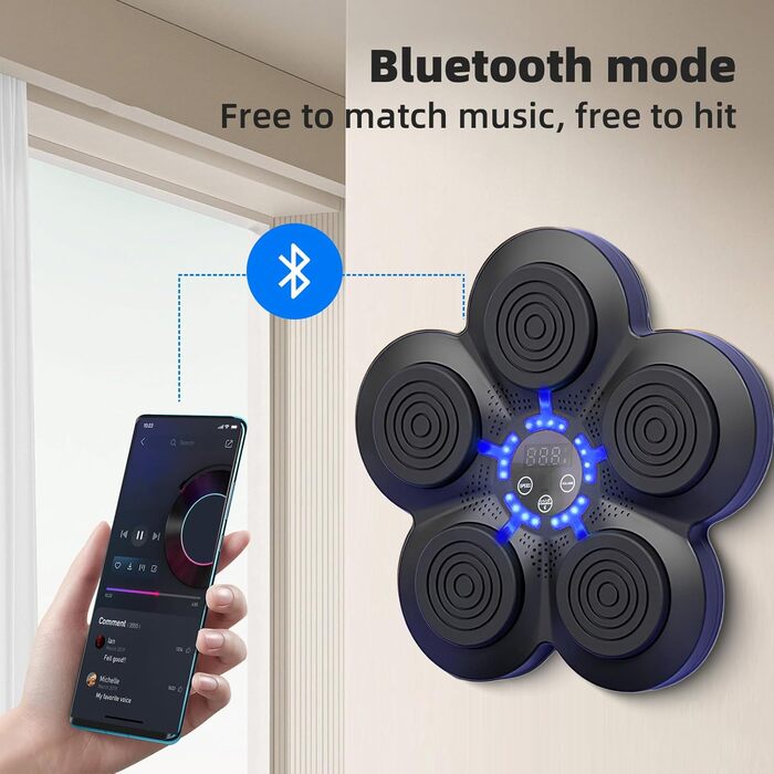 Розумна музична електронна боксерська машина з підсвіткою та Bluetooth-сенсором – музична бокс-машина для дорослих і дітей, тренажер для зняття стресу