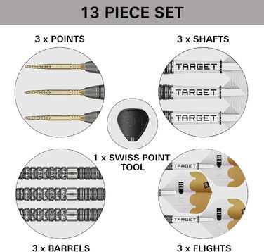 Дарти сталеві Target Darts Redux 90% Tungsten (22G/23G/24G/25G/26G) + пір'я Pro Ultra Nr. 6 + стержні Pro Grip + інструмент для ремонту
