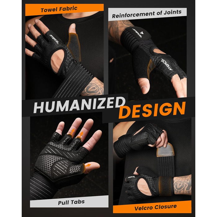 Фітнес рукавички ATERCEL для чоловіків та жінок: рукавички для тренувань, силових вправ, кросфіту, важкої атлетики та тренувань у залі