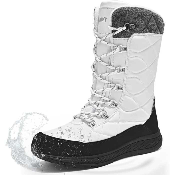 Зимові чоботи для жінок водонепроникні, зручні, теплі, з підкладкою, непромокаючі, зимові черевики, антиковзні, легкі, для піших прогулянок, трекінгу, відпочинку, снігові чоботи, середньої висоти, 37-42 EU (Білий, 41 EU)