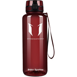 Пляшка для води Super Sparrow 1.5 л, герметична, спортивна, BPA-free, імперсько-червона, для школи, спорту, велосипеда