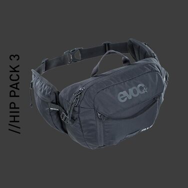 Поясний рюкзак EVOC HIP Pack 3л з гідросистемою, чорний (регульований пояс, Airflow Contact System, Venti Flap, 1,5л питна система)