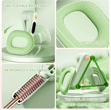 Тренер для впрас для тазового дна для жінок, обладнання для тренування тазового дна, безпечний обертання на 360°, плавне регулювання ваги 7-16 кг, обладнання для фітнесу для дому, зелений, без лічильника
