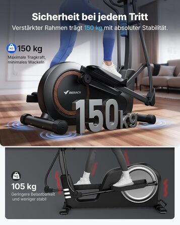 Еліптичний тренажер MERACH E33 для дому: 16 рівнів опору, самостійне живлення, до 150 кг, ультратихий, з додатком