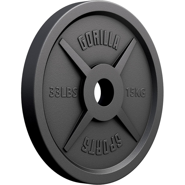 Олімпійські диски для штанги GORILLA SPORTS, чавунні, 1,25–30 кг, 50 мм, набір/окремо