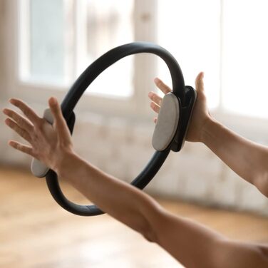 Кільце для пілатесу ATC Handels GmbH 38 см з нековзними ручками - тренажер для пресу, йоги та фітнесу, сірий