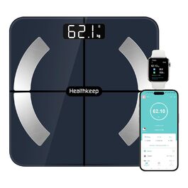 Вага для вимірювання жиру в тілі з Bluetooth, смарт-вага для визначення жиру, BMI, ваги, м'язової маси, води, білка, скелетних м'язів, кісткової маси, BMR, чорний
