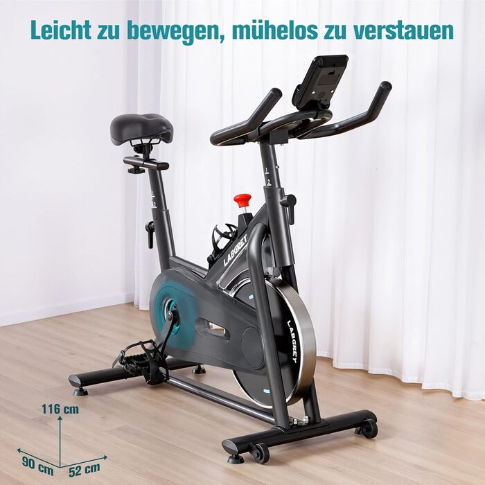 Стаціонарний велотренажер з магнітним опором, підтримкою додатків, тихим індоор-велосипедом для дому, LCD-дисплеєм, тримачем для планшету та зручним сидінням