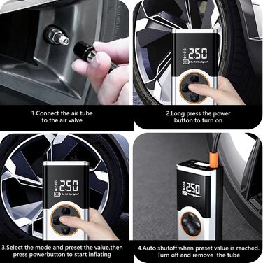 Електричний компресор LOVPIS для велосипеда, авто, мотоцикла, м'ячів (150PSI, 4000mAh)