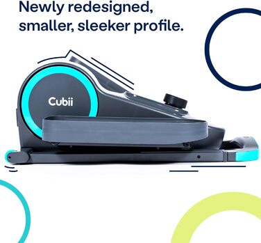 Cubii GO Аква – еліптичний тренажер для офісу під стіл, педальний міні-фітнес-тренажер з LCD-екраном, регулюванням навантаження, для дому та роботи, на колесах