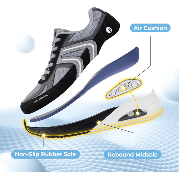 Кросівки FitVille для жінок, широкі, з повітряною амортизацією, для бігу та ходьби, дихаючі, легкі, антиковзні, зручні фітнес-кросівки (37 EU, чорний)