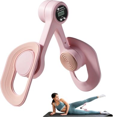Тренер для стегон з підрахунком, тренажер для м'язів тазу, пристрій для тренування на 360° для внутрішньої поверхні стегон, прес для сідниць, тренажер для м'язів тазу для жінок вдома, рожевий