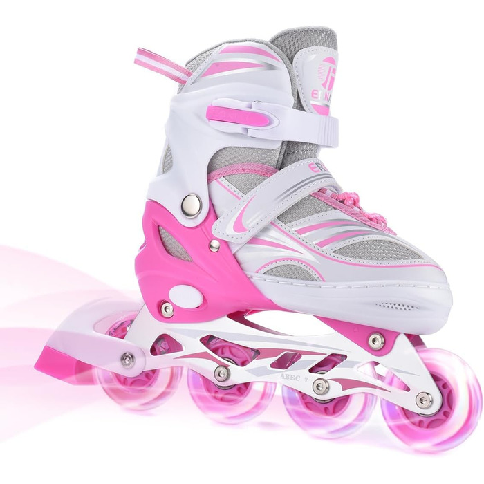 Дитячі ролики Ernan Verstebar - міцні ролики для дівчаток, хлопчиків та дітей різного віку. Розміри 4. Підходять для використання в приміщенні та на вулиці (рожевий, M)