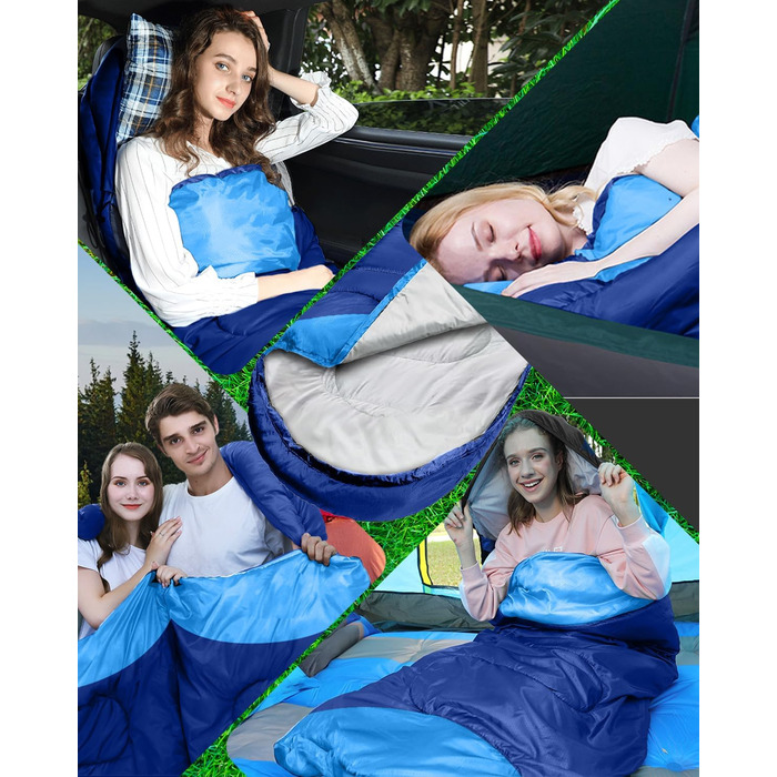 Спальний мішок 3-4 сезони, водонепроникний, ультралегкий, 220*75см (зелений/блакитний)
