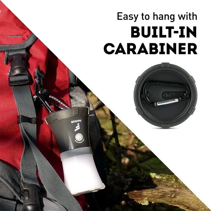 LED кемпінговий ліхтарик IPX7, водонепроникний, плавучий, ударостійкий, портативний, на батарейках, 4 режими освітлення (вкл. SOS), вбудований карабін, легкий та компактний (акумуляторний)